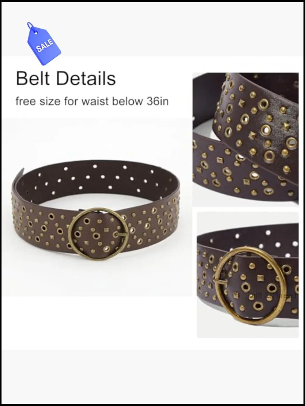 Wide Western Concho Belt Vintage Cowgirl Studded Belt PU Leather
